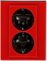 Розетка с заземлением ABB EPJ Levit 1-м. 2 мод. шторки красный/дымчатый черный картинка